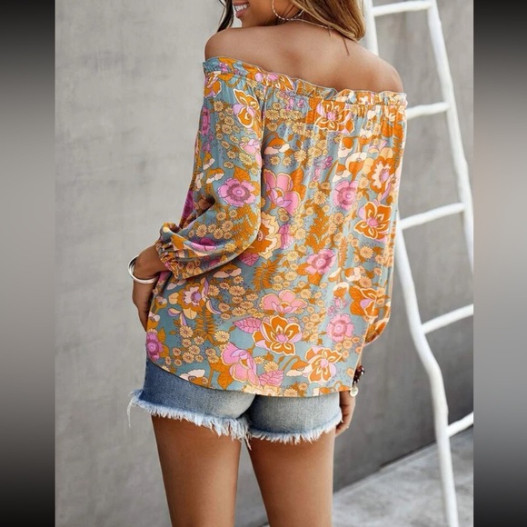 Floral Boho Off the Shoulder Blouse - Picture 2 of 4